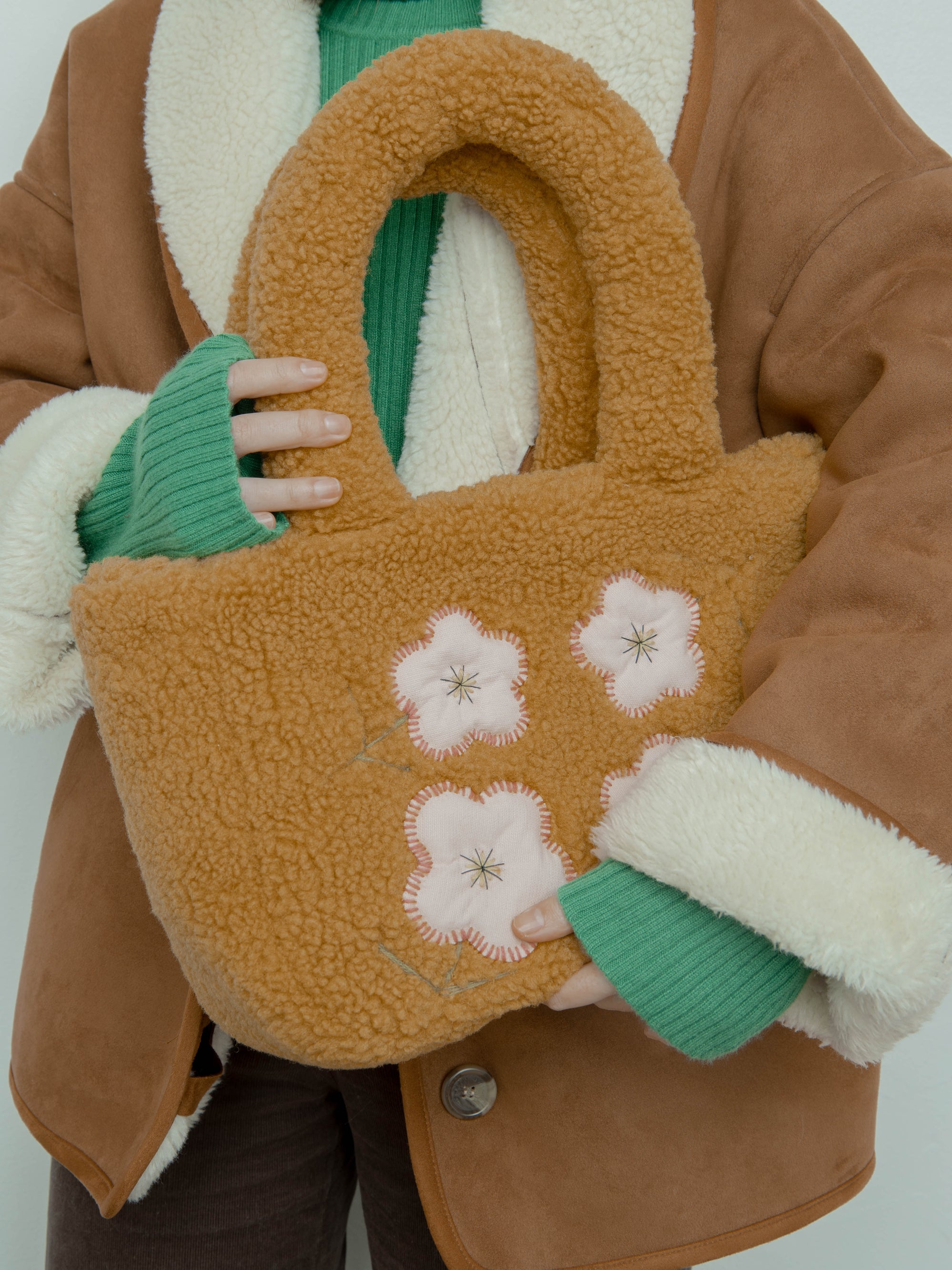 Handmade shearling tote