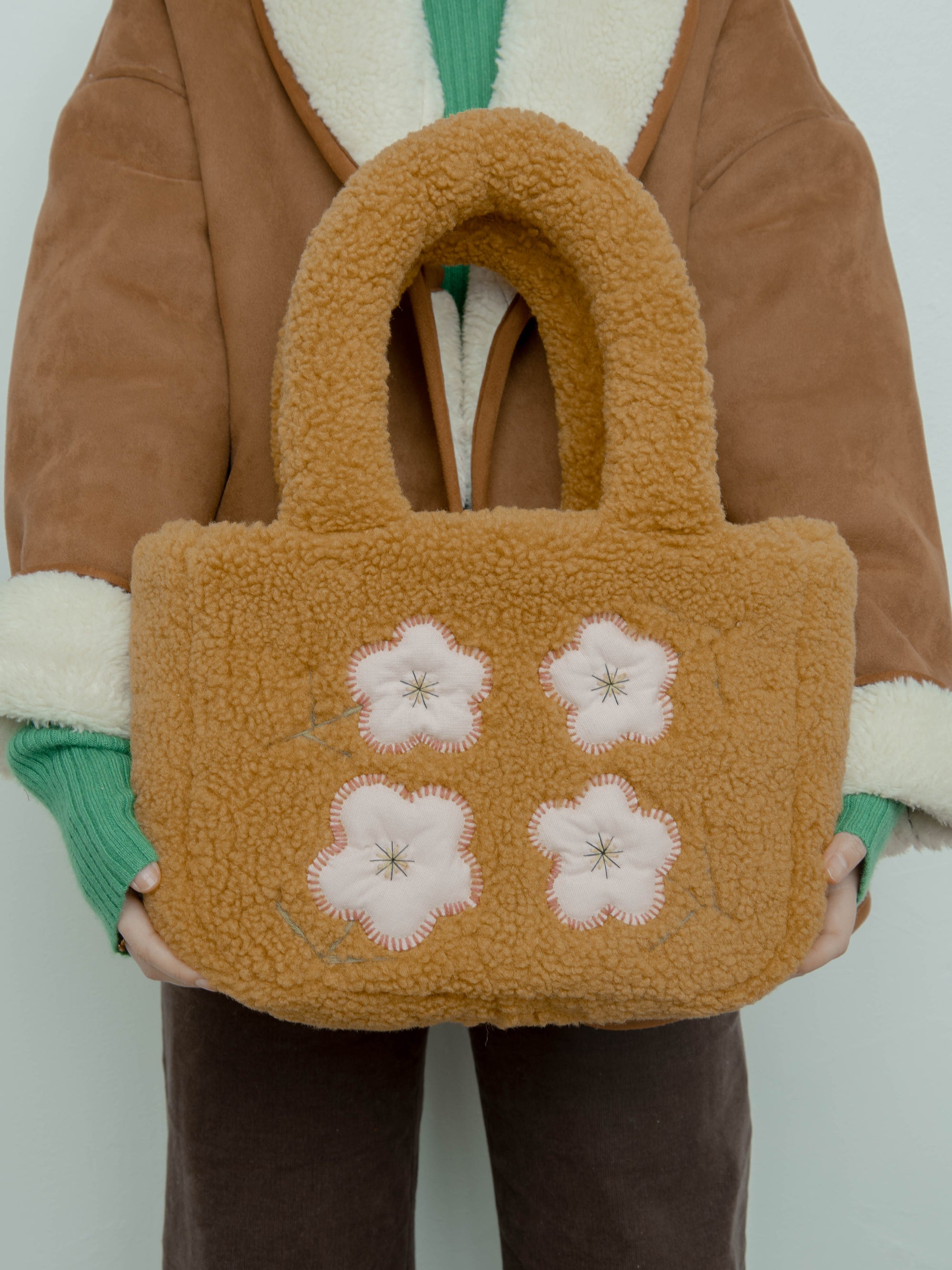 Handmade shearling tote